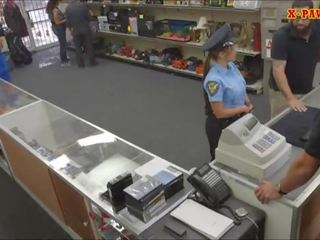 Young woman Police Officer with big boobs got fucked with pawn man