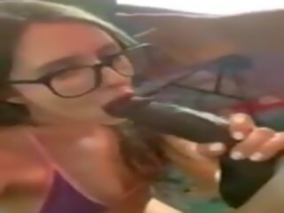 Nerdy White girlfriend Sucking Huge Black Cock, sex video 71