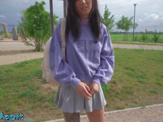 Public Agent - extraordinary natural young and skinny college young lady takes Euros for outdoor flashing and dirty movie outside with big cock