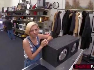 First-rate blonde woman tries to sell her speaker and gets hammered hard