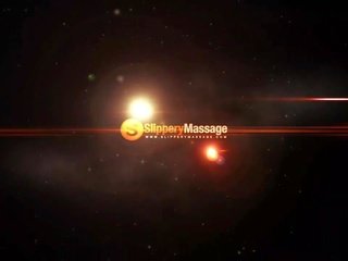 Slippery massage stunner sucking big penis and squizing tits